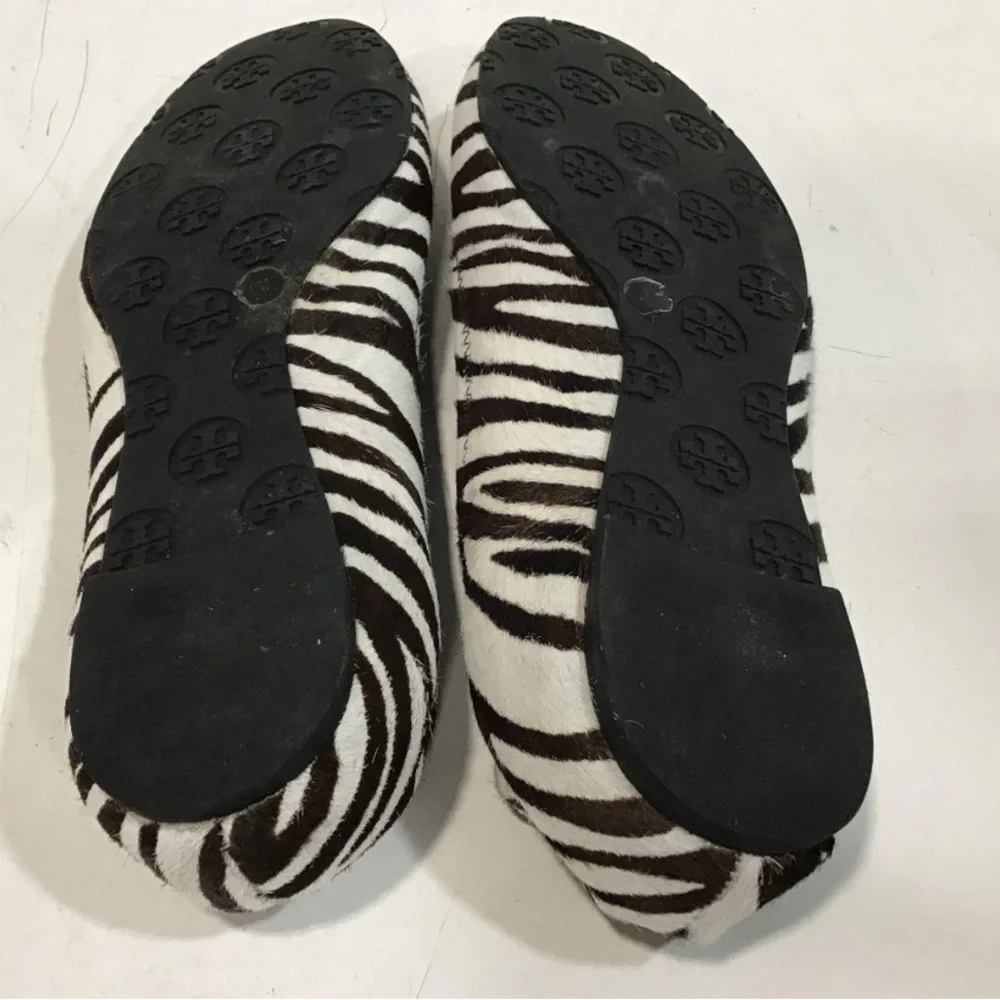 Women’s Tory Burch Calf Hair Black and White Zebra Ballet Flats Size 9